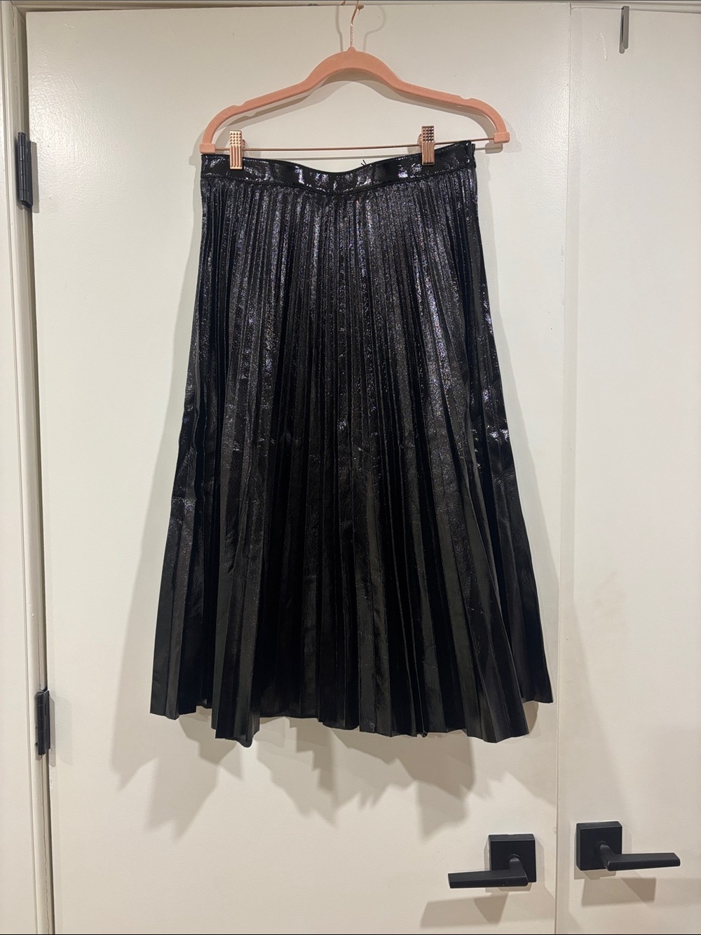Proenza Schouler White Label Patent (faux) leather pleated midi skirt